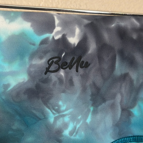 Teal Gray Tie-Dye Athletic Leggings - Picture 6 of 7